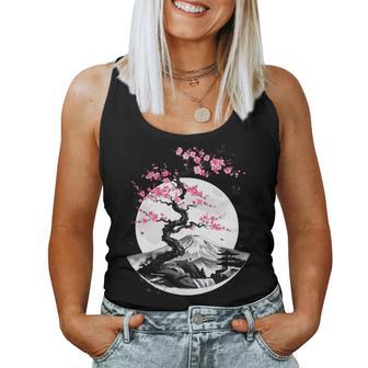 Japonais Cherry Blossom Sakura Moon Fuji Manche Longue Débardeur pour femme - Cadeauxyz