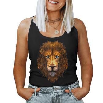Lion Face Head Blue Eyes Dibujo Artístico Para Hombres Niños Es In Mangas Camiseta sin mangas para mujer - Regaloses