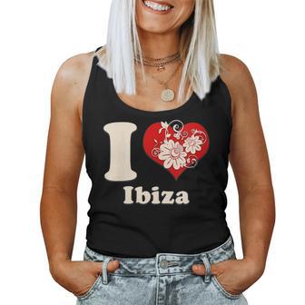 I Love Ibiza Floral Heart España Cuello Camiseta sin mangas para mujer - Regaloses