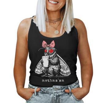 Mothma'am Mothman Drinking Coffee Cryptid Meme Women Tank Top | Seseable UK