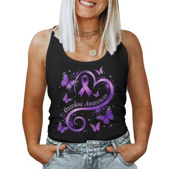 Overdose Awareness Purple Heart Butterfly Support Women Women Tank Top | Seseable UK