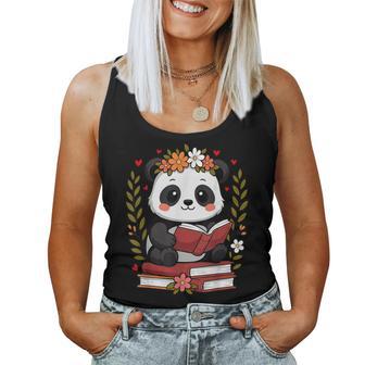 Panda Libro De Lectura Gráfico Panda Con Libro Floral Camiseta sin mangas para mujer - Regaloses