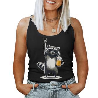 Raccoon Rock On Beer Bar Pub Crawl Bebiendo Cerveza Divertida Camiseta sin mangas para mujer - Regaloses
