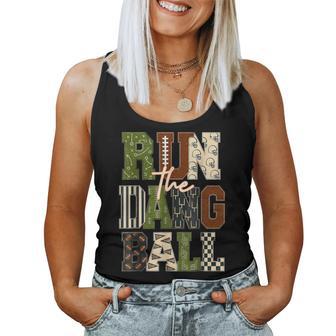 Run The Dang Ball Football Mom Leopard Checkered Women Tank Top | Seseable UK