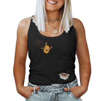 Sauce Dive Flying Chicken Nugget Cartoon Humor Women Tank Top | Seseable UK