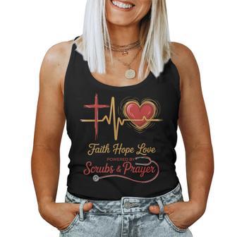 Scrubs And Prayer Nurse Christian God Jesus Faith Hope Love Women Tank Top | Seseable UK