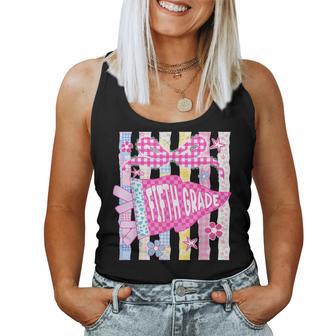 Striped Floral Pennant Flag Fifth Grade Back To School Girls Women Tank Top | Seseable UK