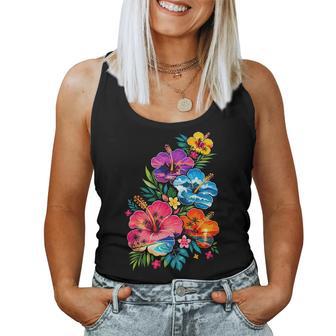 Summer Beach Hibiscus Floral Women Tank Top | Seseable UK