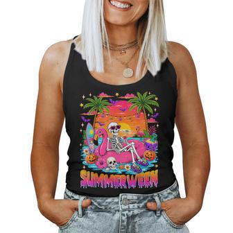 Summerween Skeleton Halloween Summer Floral Girl Kids Women Tank Top | Seseable UK