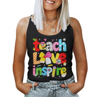 Teach Love Inspire Trendy Teacher Back To School First Day Women Tank Top - Thegiftio UK