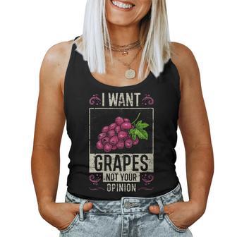 Uvas Diciendo Quiero Uvas No Tu Opinión Uvas Cuello Camiseta sin mangas para mujer - Regaloses