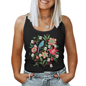 Vintage Mahjong Floral Parrot Tile Game For Women Women Tank Top | Seseable UK