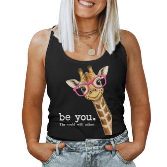 Be You The World Will Adjust Giraffe Glasses Women Tank Top | Seseable UK