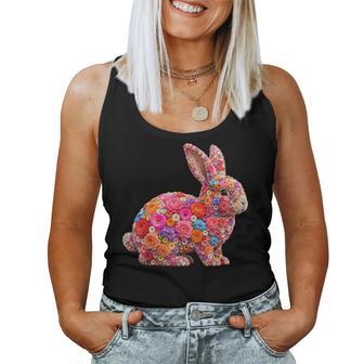 夏に可愛い花うさぎ 花柄 うさぎ レディースタンクトップ - Kawaiitshirt