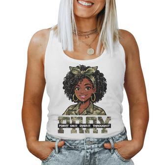 Afro Black Lady Camo Pray For It Christian Girls Kids Women Tank Top | Seseable UK