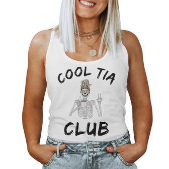 Cool Tia Club Cool Awesome Tia Esqueleto Desordenado Moño Café Cuello Camiseta sin mangas para mujer - Regaloses