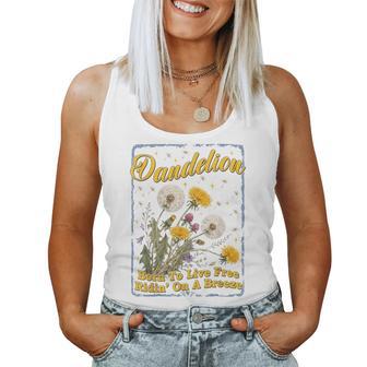 Dandelion Born To Live Free Vintage Floral Dandelion Lover Women Tank Top - Thegiftio UK