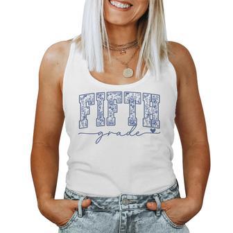 Fifth Grade Blue Floral Back To School Teachers Girls Kids Women Tank Top | Seseable UK