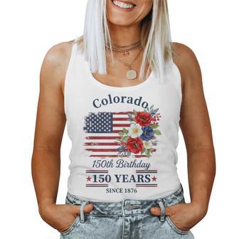 Floral Colorado 150 Years American Flag 4Th Of July America Women Tank Top | Seseable UK