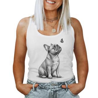 French Bulldog Dog With Butterfly Graphic Kids Women Tank Top | Seseable UK