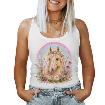 Girls Who Love Horses Birthday Party Costume Rainbow Flowers Women Tank Top | Seseable UK
