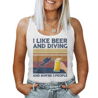 I Like Beer And Diving And Maybe 3 People 面白いギフト レディースタンクトップ - Kawaiitshirt