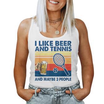 I Like Beer And Tennis Maybe 3 People ビンテージ レディースタンクトップ - Kawaiitshirt