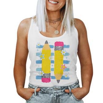 Pencil Stripes Back To School Fall Teacher Student Girls Women Tank Top - Thegiftio UK