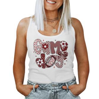 Preppy Game Day Football Girly Bow Team Spirit Girls Maroon Women Tank Top | Seseable UK