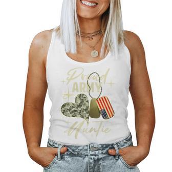 Proud Army Auntie Camouflage Mother's Day Dog Tag Us Flag For Women Women Tank Top | Seseable UK