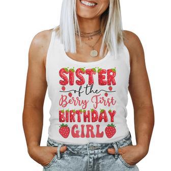 Sister Of The Berry First Birthday Girl Strawberry Lover Women Tank Top | Seseable UK