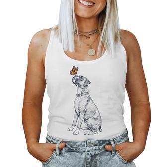 Vintage Boxer Dog With Butterfly Lover Women Tank Top | Seseable UK