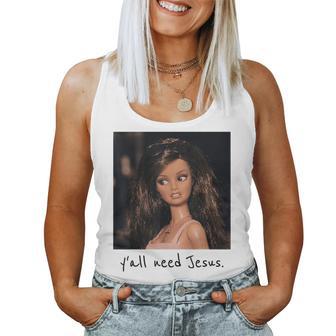 Ya'll Need Jesus Disgusted Face Christian Sarcastic Women Tank Top | Seseable UK