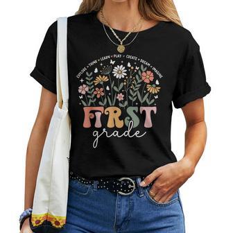 1St Grade Teacher Wildflower Floral Back To School Women Women T-shirt | Seseable UK