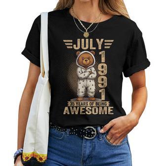 35 Años Julio 1991 Oso De Peluche 35 Cumpleaños Camiseta de mujer - Regaloses