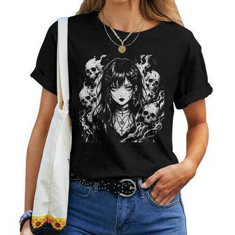 Anime Gothique Pour Fille Manga Horreur Crâne Effrayant Waifu Otaku T-shirt femme - Cadeauxyz