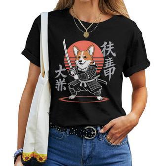 Anime Rétro Amusant Corgi Ninjaamourai Pour Les Amoureux Des Chiens T-shirt femme - Cadeauxyz