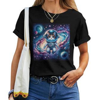 Astronaute Chat Planètes Galaxie S Filles Chaton T-shirt femme - Cadeauxyz