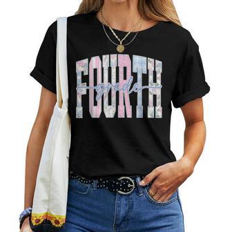 Back To School Fourth 4Th Grade Floral Teacher Girl Women T-shirt | Seseable UK