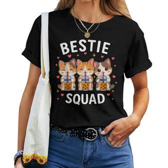 Bestie Squad Twinning Best Friend Matching Girls Twin Cats Women T-shirt | Seseable UK
