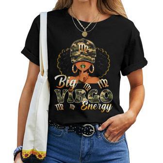 Big Virgo Energy Camouflage Black Woman Cap Zodiac Girl Women T-shirt | Seseable UK