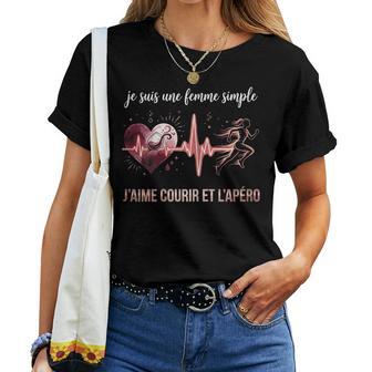 Cadeau Imple Humour Athlétisme Courir Et Apéroport T-shirt femme - Cadeauxyz