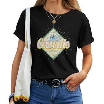 Cascais Portugal Retro Lisboa Recuerdo Deacacionesintage Cuello Camiseta de mujer - Regaloses