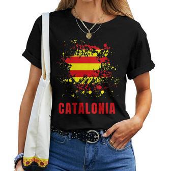 Catalogne Retrointage Aquarelleport Catalan Drapeau Catalan T-shirt femme - Cadeauxyz