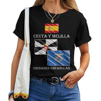 Ceuta Y Melillaon Dos Ciudades Españolas Cuello Camiseta de mujer - Regaloses