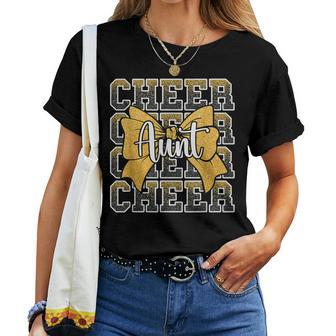 Cheer Aunt Auntie Bow Sport Cheerleader Cheerleading Yellow Women T-shirt | Seseable UK