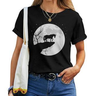 Cheval Mignon Avec Lune Nuit Fille Cavalière Chevaux T-shirt femme - Cadeauxyz