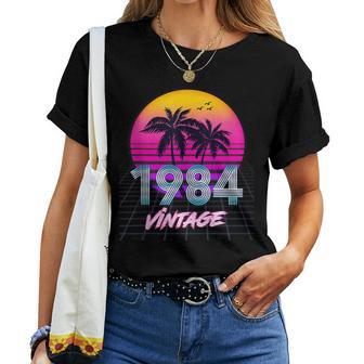 Cumpleaños De 42 Años Para Hombres Y Es Nacidos En 1984 Retro 80S Palm In Mangas Camiseta de mujer - Regaloses