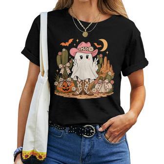Cute Halloween Cowgirl Ghost Western Desert Pumpkin Women Women T-shirt | Seseable UK