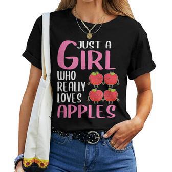 Damen Just A Girl Apfel Geschenk Apfel T-shirt Frauen - Geschenkecke